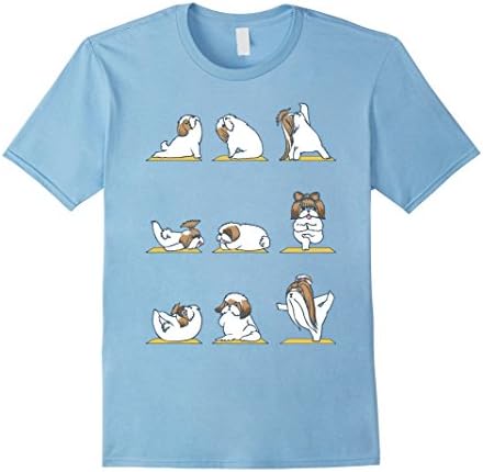 Mens Shih Tzu Yoga T-shirt XL Baby Blue