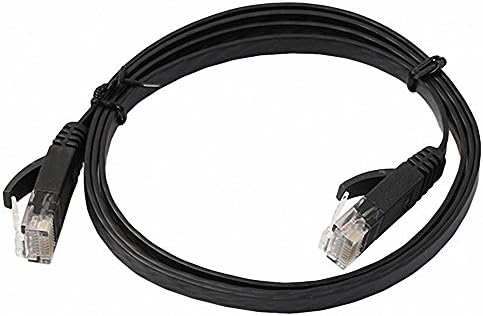 HANYUN Cat6 1000Mbps 250MHz Flat Ethernet Internet Network Patch Cable (3.3 ft / 1 Meter - Black - Pack of 2) With Snagless RJ45 Connectors Ultra Speed Gigabit for Modem Router LAN Printer MAC Laptop