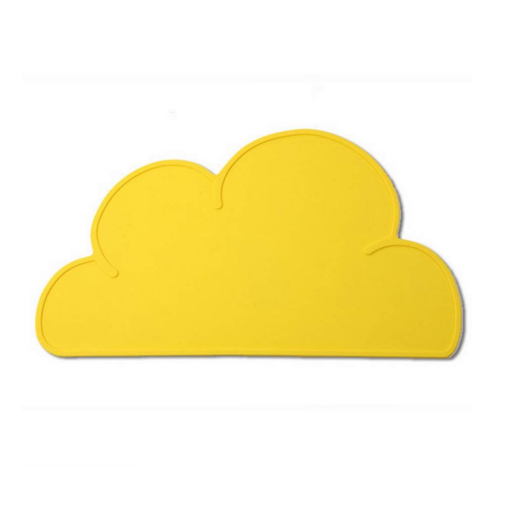 AJINGE Kids Silicone Cloud Placemat Non Slip Washable Table Mat Portable Baby Placemats Dining Table Decoration Mats Dishwasher Safe(Yellow)