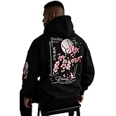 Elyora Mens Fleece Japanese Graphic Hoodies, Fashion Pullover Sweatshirt with Hood, Casual Long Sleeve Fall Winter Streetwear