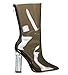 Cape Robbin Ella-1 Pointy Toe Block Chunky Clear Perspex Heel Ankle Boot Bootie Shoe
