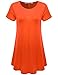 JollieLovin Women's Short Sleeve Loose Fit Flare Hem T Shirt Tunic Top (Orange, 2X)