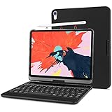 ProCase iPad Pro 12.9 Keyboard Case 2018 Latest Model [Support Apple Pencil Charging], 360 Degree Rotation Swivel Cover Case with Wireless Keyboard for Apple iPad Pro 12.9 Inch 3rd Gen 2018 -Black