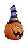 4 Foot Tall Lighted Halloween Inflatable Pumpkin with Witch Hat LED Lights Decor Outdoor Indoor Holiday Decorations, Blow up Lighted Yard Decor, Giant Lawn Inflatables Home Family Outside
