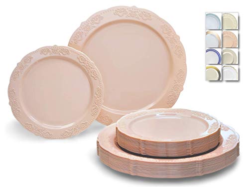 " OCCASIONS " 50 Plates Pack (25 Guests)-Vintage Wedding Party Disposable Plastic Plate Set -25 x 10.25