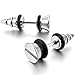 INBLUE Men's Stainless Steel Stud Earrings Rubber Silver Gold Tone Black Screw Spike Plug Tapers