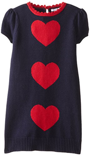 Navy and Red Heart Sweater Dress for Girls