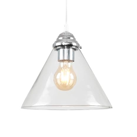 Modern Clear Glass Chrome Ceiling Pendant Light Amazon Co Uk