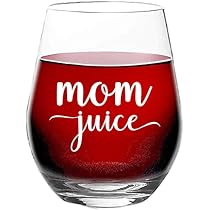Funny "Mom Juice" Stemless Wine Glass - 15 Oz Gift For Mother's Day, Birthday, Or Friends - Humorous Wine Lover Gift
