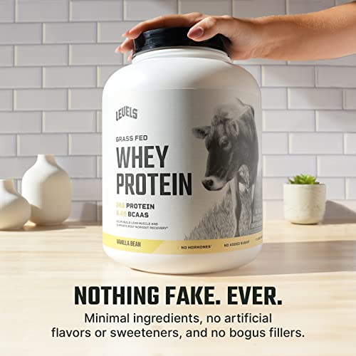 Levels Grass Fed 100 Whey Protein, No Hormones, Vanilla Bean, 5LB