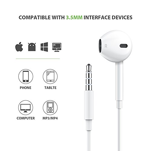 image for GLOUE Compatible with Earbuds iPhone Earphones with MIC,Stereo Bass in