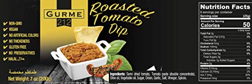 Gurme212 Roasted Tomato Dip Spread or Sauce, Non-GMO, No Additives 7 oz (2-pack)
