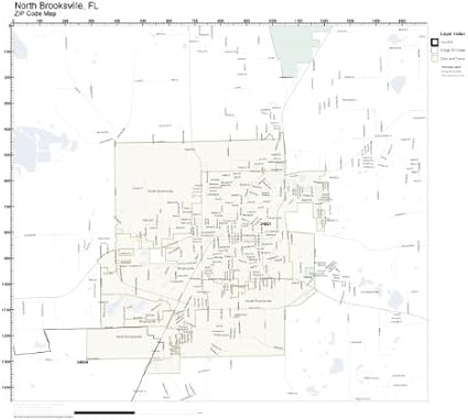 Amazon.com: ZIP Code Wall Map of North Brooksville, FL ZIP Code Map