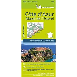 COTE D ‘ AZUR 11115 CARTE ZOOM MICHELIN KAART: Map Landkaart – Gevouwen Kaart, 19 april 2016
