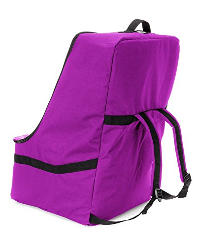 ZOHZO Car Seat Travel Bag — Adjustable, Padded Backpack for Car Seats — Car Seat Travel Tote — Save Money, Make Traveling Easier — Compatible with Most Name Brand Car Seats (Purple with Black Trim)