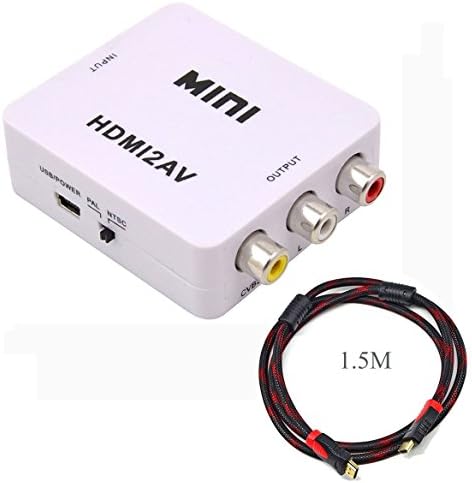 Shenfan Mini White Composite Hdmi To Av 3Rca Cvbs Video Converter Adapter For Tv/Pc/Ps3/Vhs/Blue-Ray Dvd +1.5M Hdmi cable support 1.4v 3D