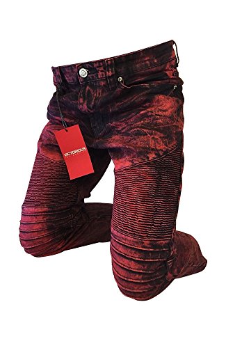 red acid wash jeans