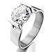 Women's Stainless Steel Ring Wedding Band CZ Silver Tone White