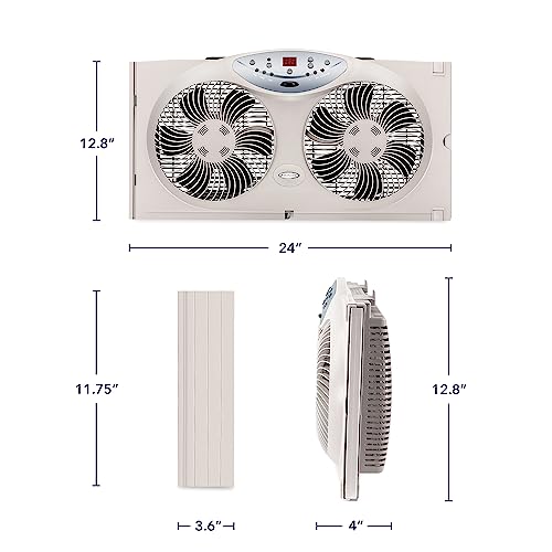 BIONAIRE Premium Digital 8.5" Twin Window Fan, Reversible Airflow