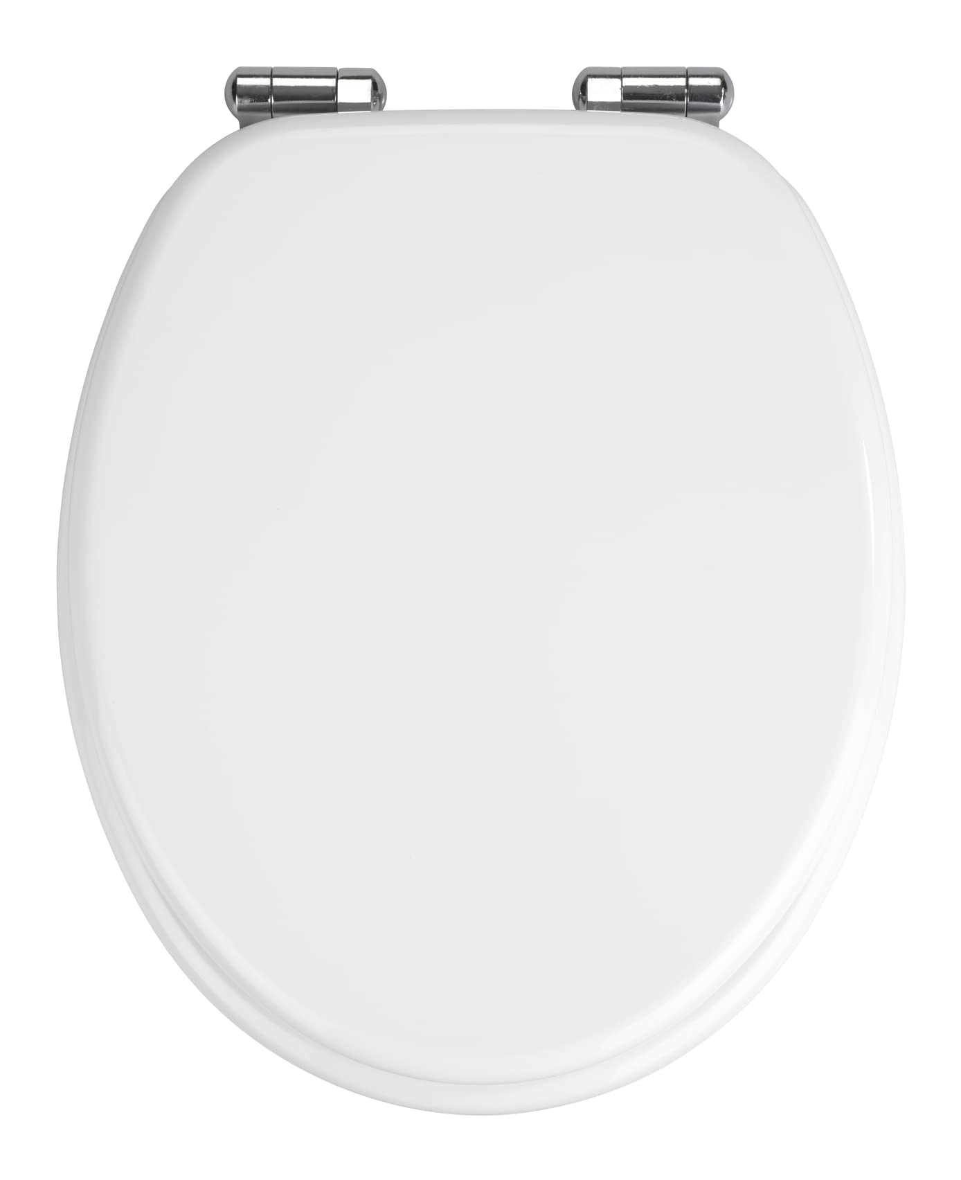 WENKO Urbino Toilet Seat with Fall Brake | Toilet Seat with Stainless Steel Attachment | Hygienic Surface and Easy Care | MDF | 36 x 42.5 cm | White