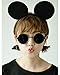 Perfec Mickey Mouse Ears Solid Black and Bow Minnie Headband For Boys and Girls Birthday Party Mom Baby Hairs Accessories Girl Headwear Party Decoration Baby Shower Halloween Set Of 2
