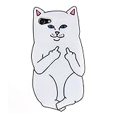 CHOCOCASE Apple iPhone 7 Case Soft Silicone White Middle Finger Cat Drop Resistant Cute Fun Cool Special 3D Cartoon Design For Girls Women Men