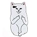 CHOCOCASE Apple iPhone 7 Case Soft Silicone White Middle Finger Cat Drop Resistant Cute Fun Cool Special 3D Cartoon Design For Girls Women Men