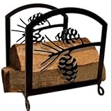 Pine Cones Fireplace Log / Wood Kindling Caddy Rack Holder