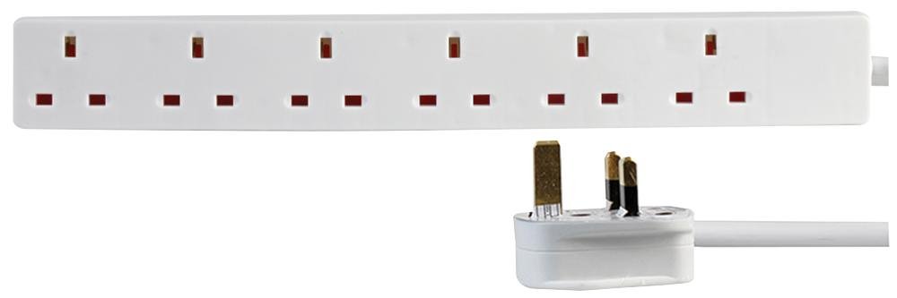 PRO ELEC PELB1910 6 Gang Extension Lead 5m, White