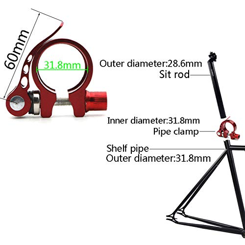 Rowiz Red Aluminum Alloy Bike Bicycle Quick Release Seatpost Clamp 31.8mm for OD 27.2/28.6mm Bike Seatpost, Pack of 9