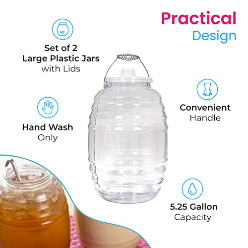 Mexican Clear Vitrolero with Lid, 5 Gallon Jug for Aguas Frescas, Juice