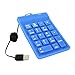 HDE Mini Silicone 18 Key Number Keyboard Pad with Retractable USB Cable (Blue)