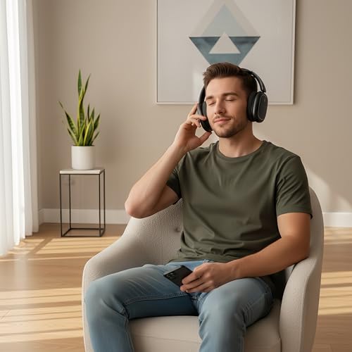 TEISCHE ND905-ANC Wireless Headphones with Bluetooth 5.4 Headband, Active Noise Cancellation (3 Modes), 3 Equalizers, 40H Autonomy, Magnetic Pads and Dual Connection (Black)