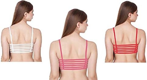 Modish Collection 6 Strap Bra Combo of 3 Padded Bralette Bra for Women & Girls in Cotton Removable Pads
