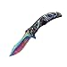 Masters Collection MC-A014RB Spring Assist Folding Knife, Rainbow Straight Edge Blade, Rainbow Handle, 4.75-Inch Closed