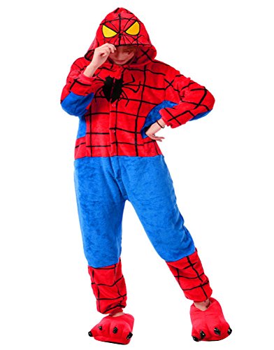 MissFox Unisex Adult Kigurumi Pajamas Costume Cosplay Homewear Lounge Wear Spider Man