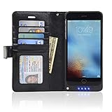 5.5-inch iPhone 6 Plus Folio PU Leather Wallet Power Battery Case 5000 mAh - Navor (Black)