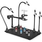 NOEVSBIG Magnetic Helping Hands Soldering Station with Large &amp; Heavy Duty Base,2.16-inch Jaw Opening Soldering Clamp,4 PCB Holders,4 Flexible Arms Helping Hands for Electronic Repair Soldering Jewelry