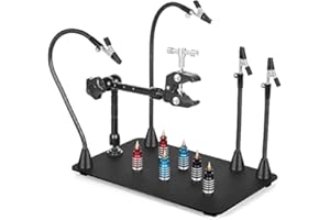 NOEVSBIG Magnetic Helping Hands Soldering Station with Large & Heavy Duty Base,2.16-inch Jaw Opening Soldering Clamp,4 PCB Holders,4 Flexible Arms Helping Hands for Electronic Repair Soldering Jewelry