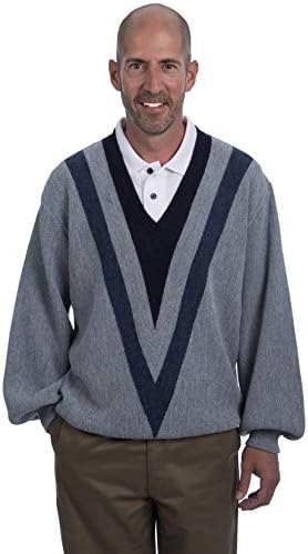 Alpaca Golf Men's Vintage V Neck Pullover Sweater XL Light Blue Heather / Blu