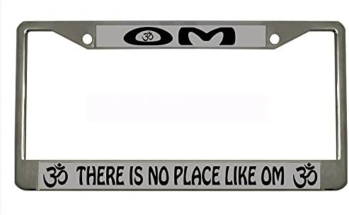 Elvira Jasper THERE IS NO PLACE LIKE OM Chrome Metal Auto License Plate Frame Car Tag Holder with car banner flag