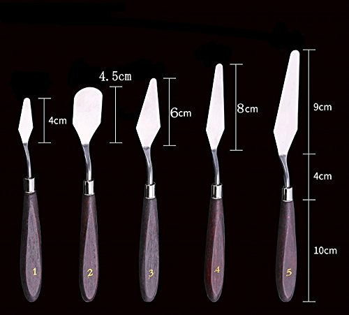 JZK 5-teiliges Ãlfarben-Messer-Set aus Edelstahl, Holzgriff – Bild 3