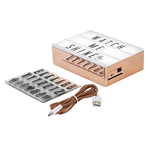 My Cinema Lightbox Micro Rose Gold LED Marquee with 100 Letters, Numbers, Symbols and Emojis to Make Your own Sign, A6 Mini Size 4x6â€, Metallic Finish