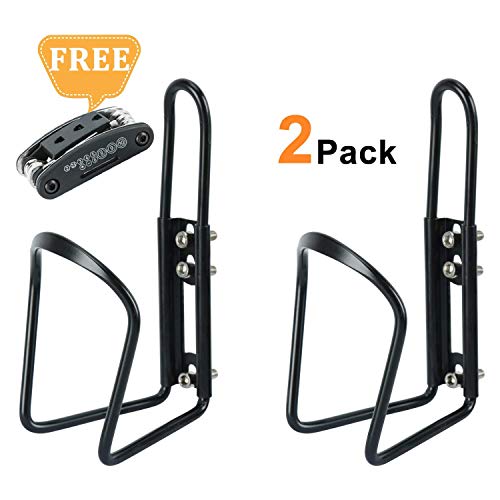 Yaesport Bike Water Bottle Cage for MTB Mountain Bicycle Aluminum Alloy Holder [Lightweight] Bundle 13 in 1 Multi Function Mechanic Repair Tool Kit (2 Pack) - Black
