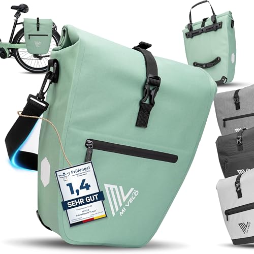 MIVELO 2in1 Fahrradtasche für Gepäckträger reflektierend - Gepäckträgertasche 100% wasserdicht I Mit gepolstertem laptopfach & Umhängegurt I Tasche fü