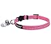 BINGPET Safety Nylon Reflective Cat Collar Breakaway Adjustable Cats Collars with Bell and Bling Paw Charm, Light Pink