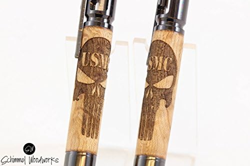 Handmade Schimmel Pen, USMC Punisher skull wood pen Maple wood pen, bolt action bullet pen,gift for Marine. Show your support of the Marines! Comes in a Gift box!