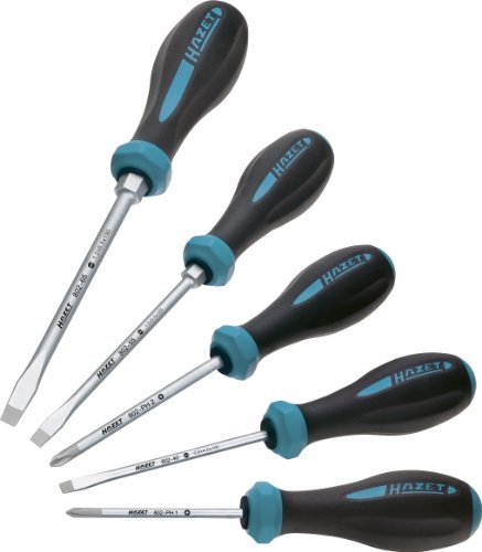 HAZET 802/5 Slot Cross Recess Profile PH HEXAnamic Screwdriver Set - Chrome-Plated by Hazet