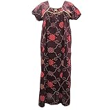 WomensMaxi Caftan Maroon Print Kaftan Boho Nightgown House Dress