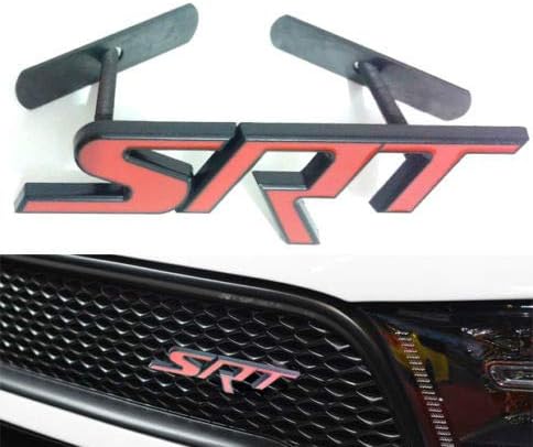 Qptimum D-SRT SRT Red Grille Front Emblem Badge Sticker Decal Metal Fit for Challenger Charger Avenger